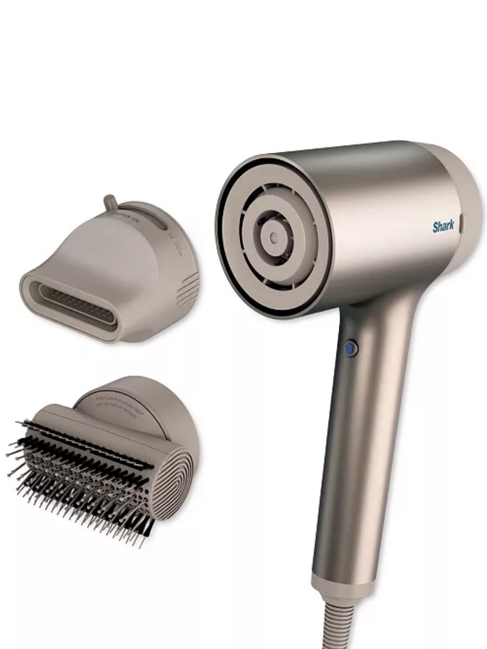 Shark Silver Compact Hair Dryer with Styling Attachments